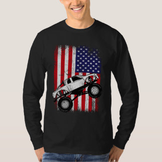Camiseta Cool Monster Truck Kids Distressed USA American Fl