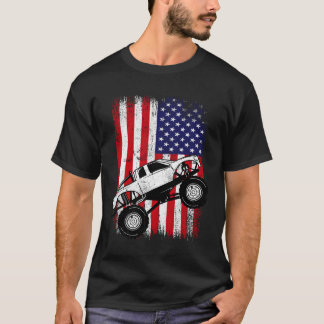 Camiseta Cool Monster Truck Kids Distressed USA American Fl