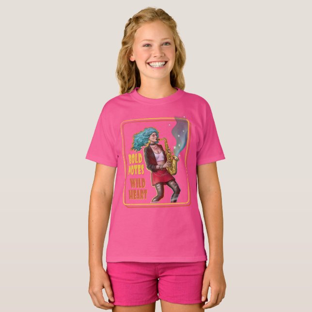 Camiseta Cool Music Girl – Bold Notes, Wild Heart (Frente Completa)