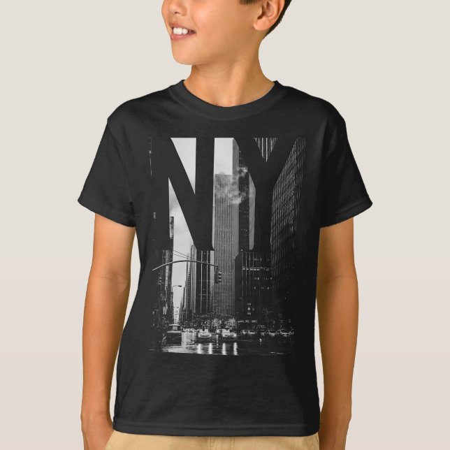 Camiseta Cool New York City Abstract Skyline, Black &amp; W (Frente)