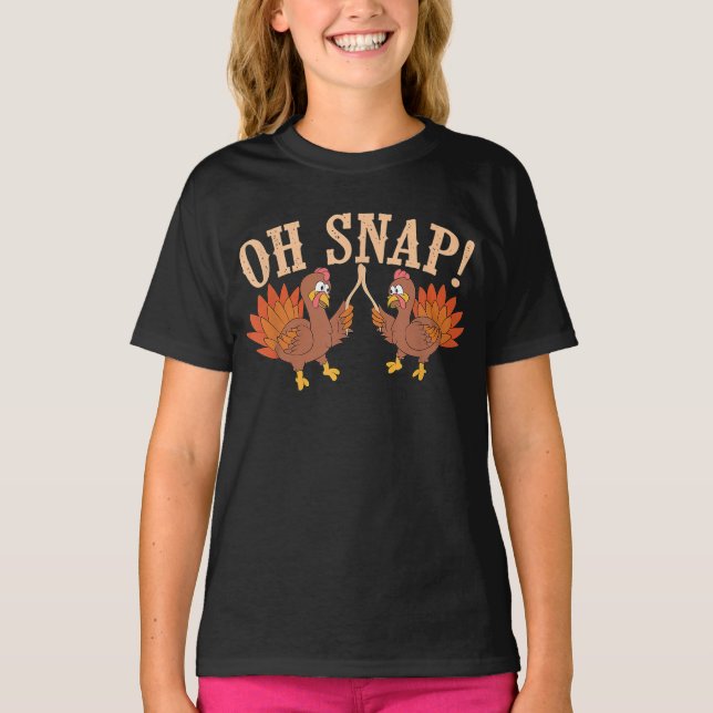 Camiseta Cool Oh Snap!  Funny Turkey With Wishbone Thanksgi (Frente)