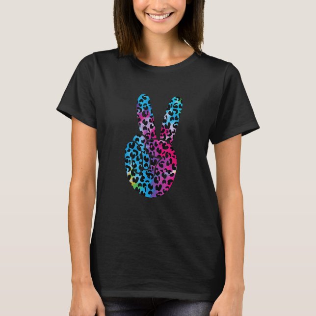 Camiseta Cool Peace Sign Hand Cheetah leopard For Womens An (Frente)