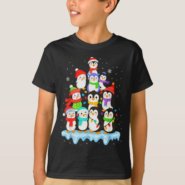 Camiseta Cool Penguin Christmas Pajamas Shirt Boys, Penguin (Frente)