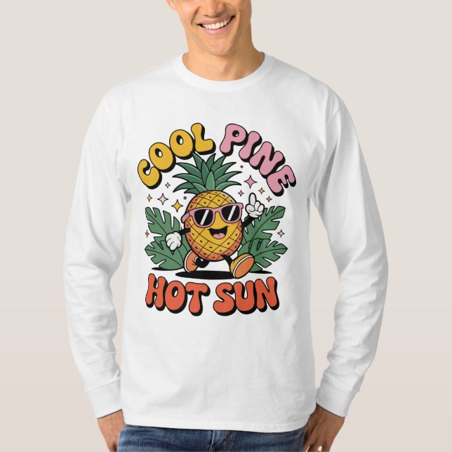 Camiseta Cool Pine Hot Sun Retro Pineapple Summer Vibes (Frente)
