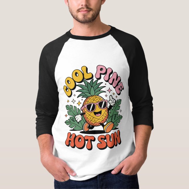 Camiseta Cool Pine Hot Sun Retro Pineapple Summer Vibes (Frente)