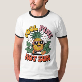 Camiseta Cool Pine Hot Sun Retro Pineapple Summer Vibes