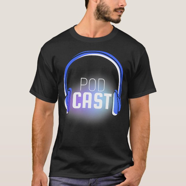 Camiseta Cool Podcaster Podcasting Earphone  (Frente)