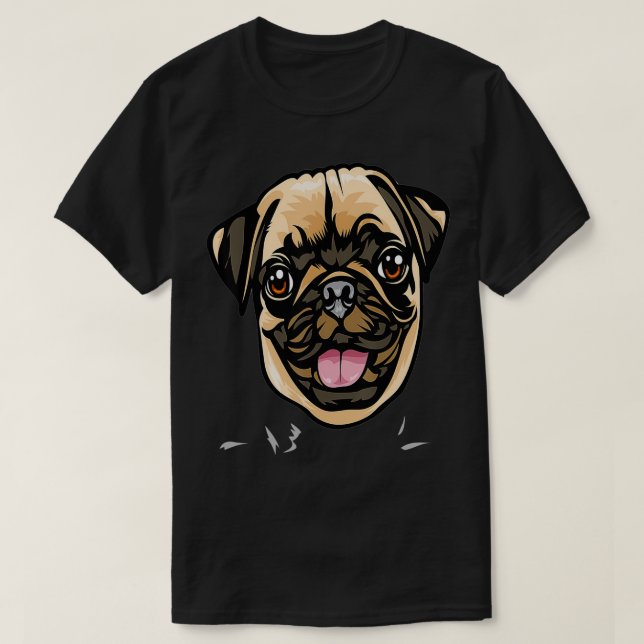 Camiseta Cool Pug Dog Face  (Frente do Design)