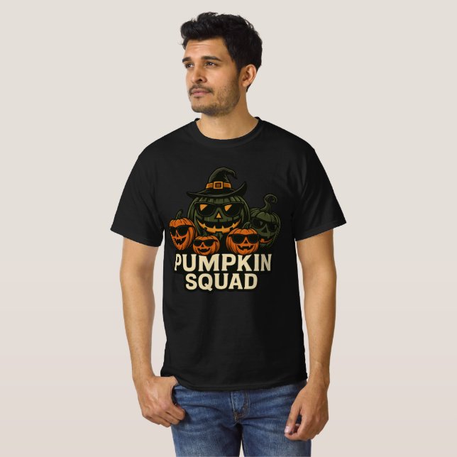 Camiseta Cool Pumpkin Squad Halloween Design (Frente Completa)