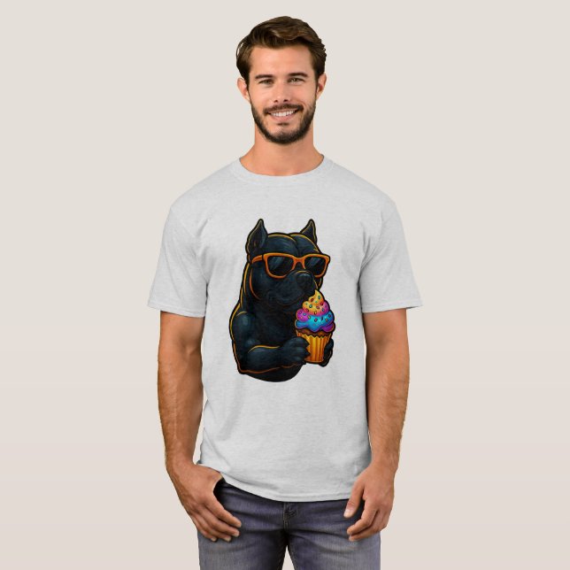 Camiseta Cool Pup Cupcake – Cachorro Neon com Ócul (Frente Completa)