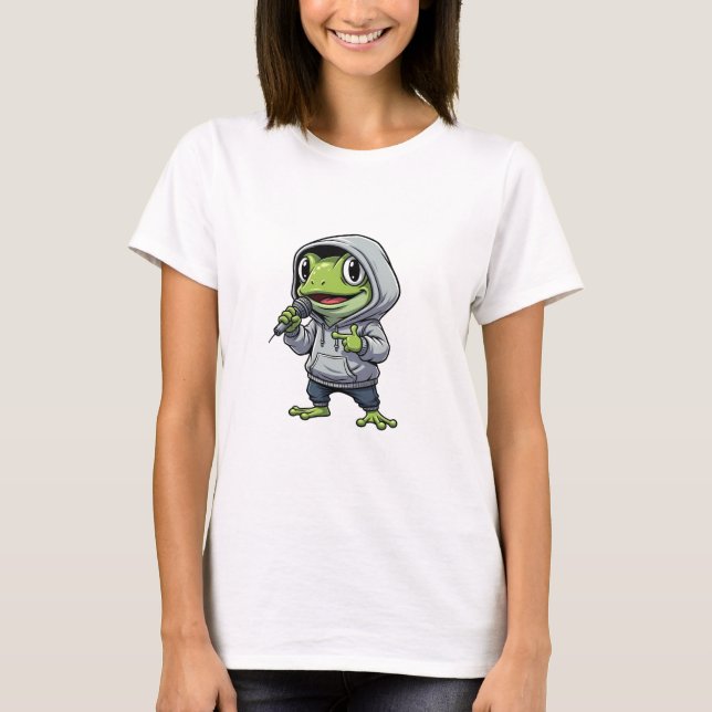 Camiseta Cool Rapping Green Frog Character (Frente)