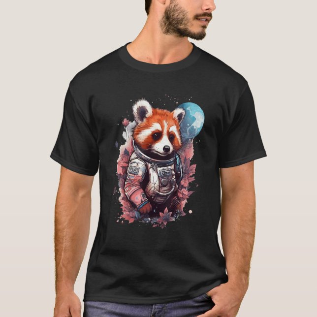 Camiseta Cool Red Panda Astronaut Moon Graphic Space Animal (Frente)