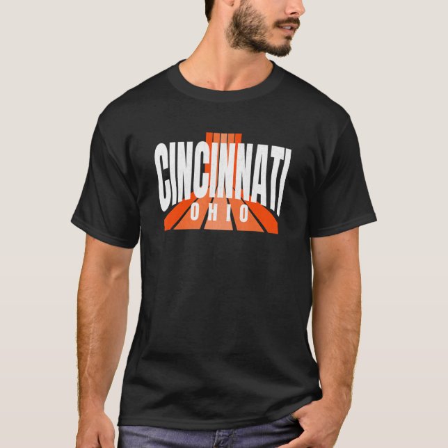Camiseta Cool Retro Cincinnati OrangeBlack Cincinnati OH Fa (Frente)