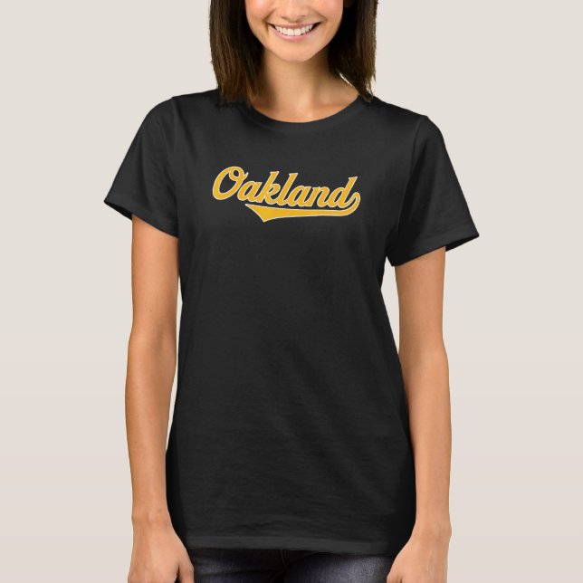 Camiseta Cool Retro Oakland 1970s Wordmark Script (Frente)