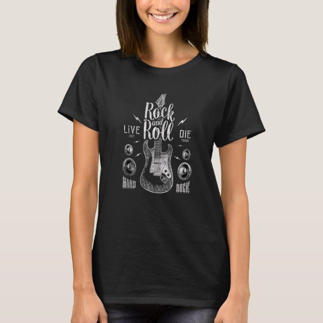Camiseta Cool Rock and Roll  I Love Rock Music Rock & Roll (Frente)