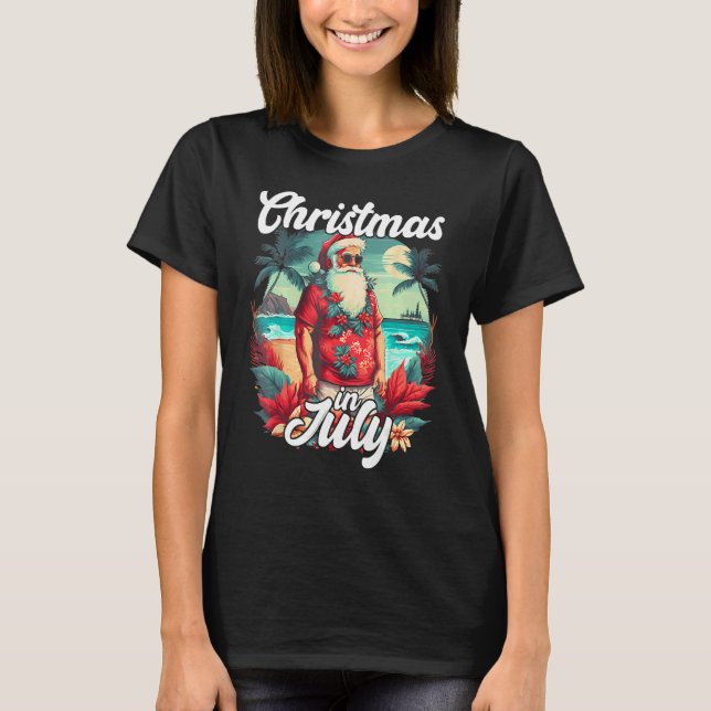 Camiseta Cool Santa Christmas In July Santa Sunglasses Hawa (Frente)