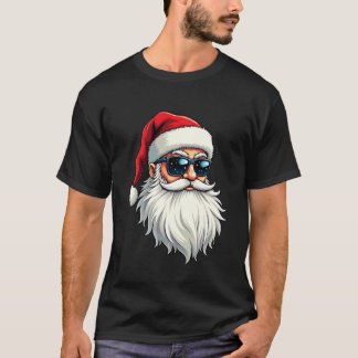 Camiseta Cool Santa Claus Face Retro Sunglasses Christmas M