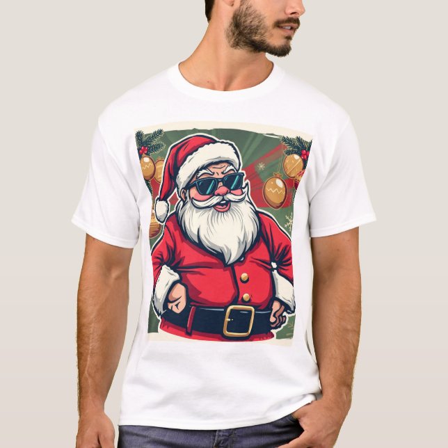Camiseta Cool Santa Claus with Trendy Sunglasses (Frente)
