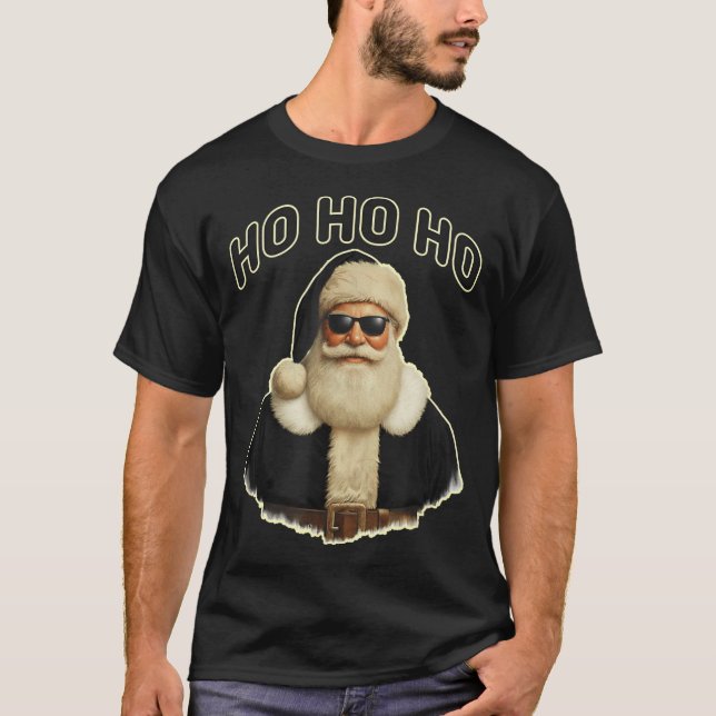 Camiseta Cool Santa In Black Hat Sungles Graphic  (Frente)