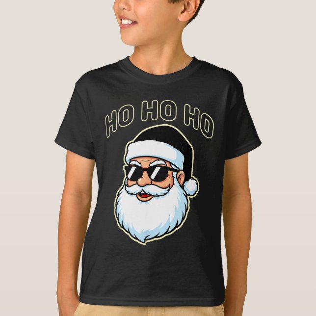 Camiseta Cool Santa In Black Hat Sungles Graphic 2  (Frente)