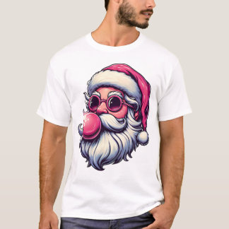 Camiseta Cool Santa Pink Bubble Sunglasses Funny Christmas