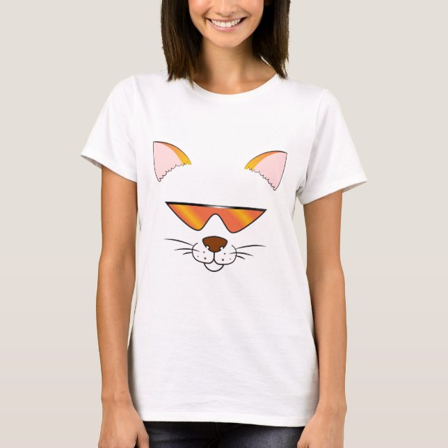 Camiseta Cool satisfez o gato nos óculos de sol (Frente)