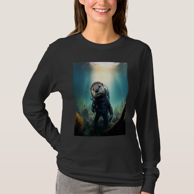 Camiseta Cool Sea Otter Costume Scuba Diving Otter (Frente)