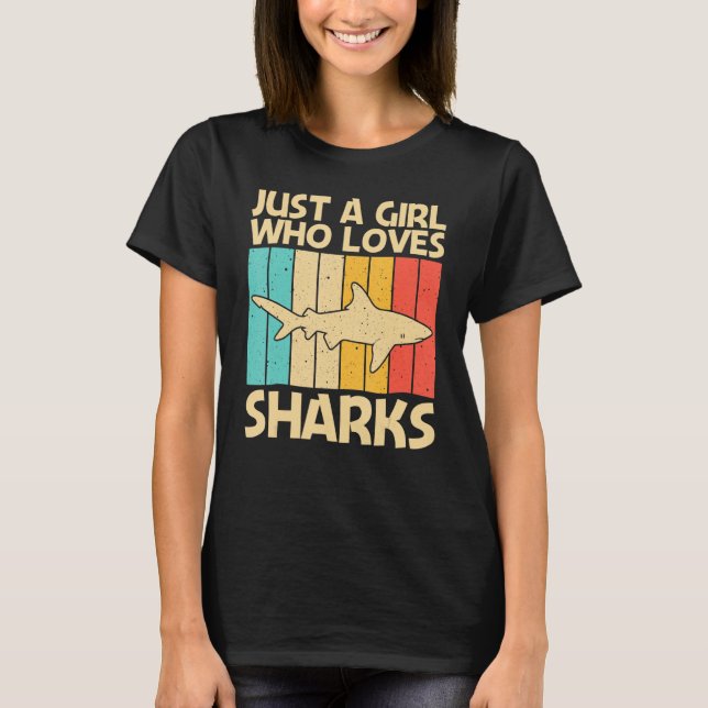 Camiseta Cool Shark For Girls Kids Shark Ocean Animal (Frente)