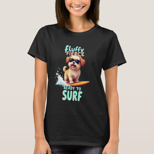 Camiseta Cool Shih Tzu Surfing Dog (Frente)
