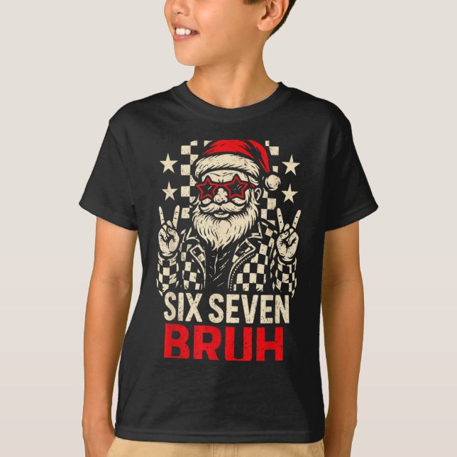 Camiseta Cool Six Seven Bruh Santa Kids Christmas Party 67  (Frente)