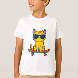 Camiseta Cool Skateboarding Cat Kids T-Shirt – Fun Cartoon