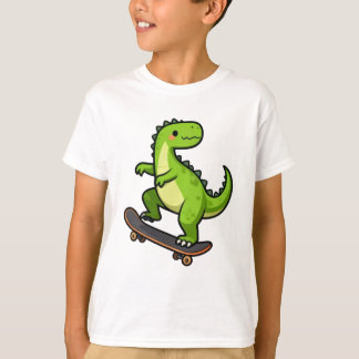 Camiseta Cool Skateboarding Dinosaur Kids T-Shirt Design