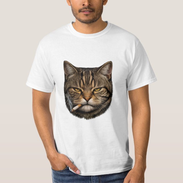 Camiseta Cool Smirking Cat with Cigarette T-Shirt (Frente)