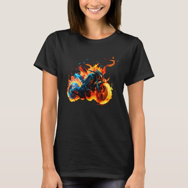 Camiseta Cool sporty Motorcycle on Fire (Frente)