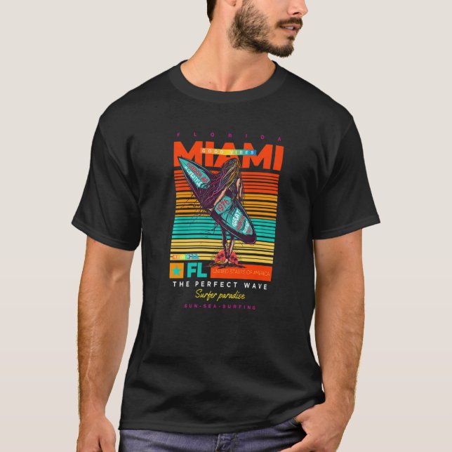 Camiseta Cool Summer Miami FL. Adventure Illustration Outfi (Frente)