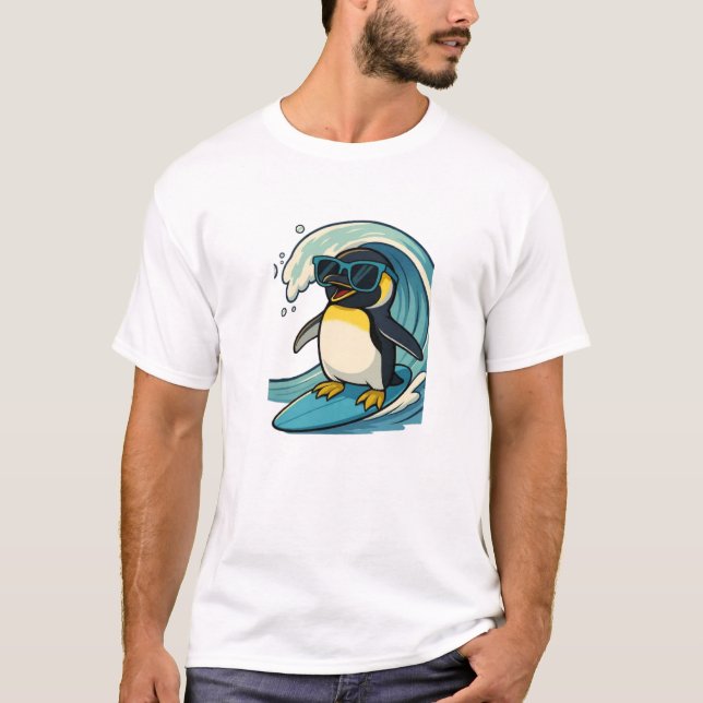 Camiseta Cool Surfer Penguin with Sunglasses (Frente)