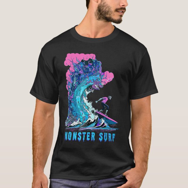 Camiseta Cool Surfing Monster Surf Hang Ten Riding Big Wave (Frente)