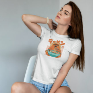 Camiseta Cool Tanuki Eating Ramen