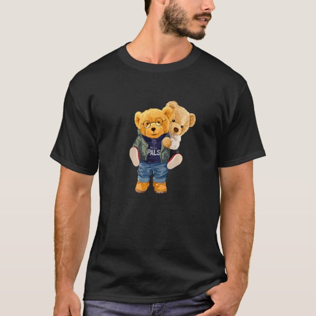 Camiseta Cool Teddy Bear Boys Best Friends Style Illustrati (Frente)