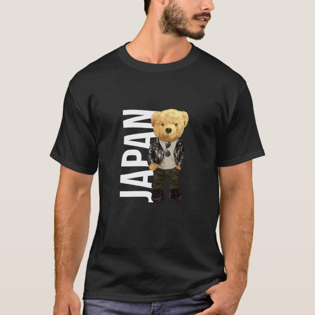 Camiseta Cool Teddy Bear in Japan Style Illustration Graphi (Frente)