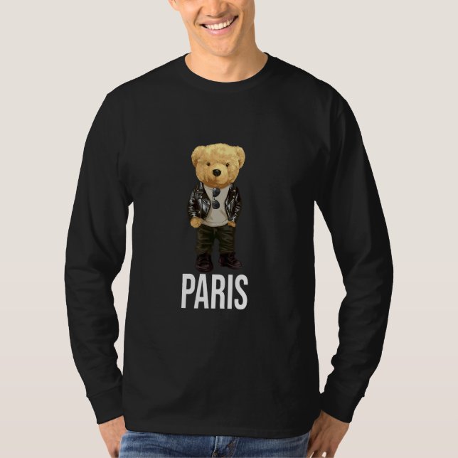 Camiseta Cool Teddy Bear in Paris France Illustration Graph (Frente)