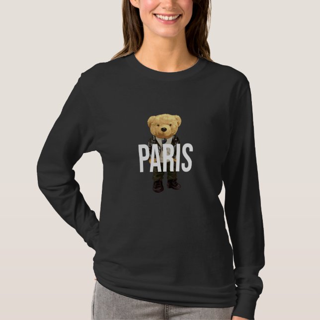 Camiseta Cool Teddy Bear in Paris France Illustration Graph (Frente)