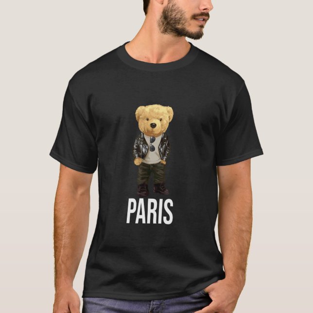 Camiseta Cool Teddy Bear in Paris France Illustration Graph (Frente)