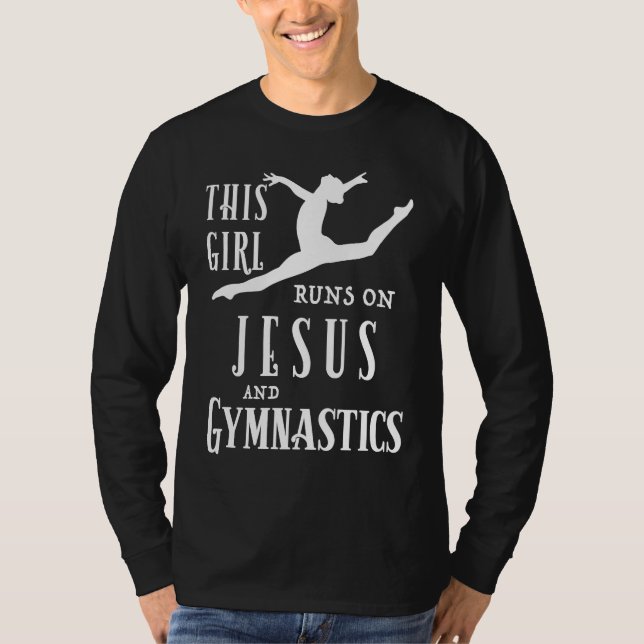Camiseta Cool This Girl Runs On Jesus And Gymnastics (Frente)
