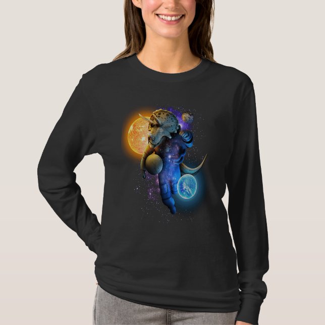 Camiseta Cool Triceratops Dino Astronaut in Space for Chris (Frente)