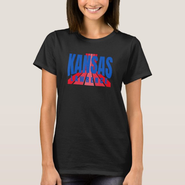 Camiseta Cool Unique Lawrence Kansas BlueRed Fun Kansas Ret (Frente)