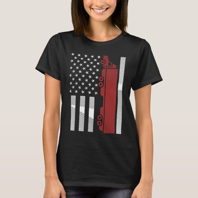 Camiseta Cool US American Flag Semi Truck Driver 18 Wheeler (Frente)