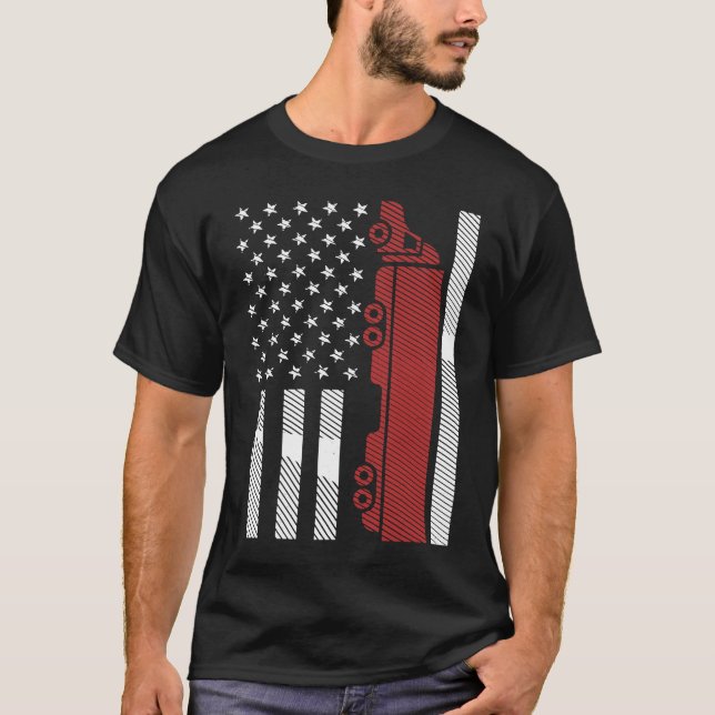 Camiseta Cool US American Flag Semi Truck Driver 18 Wheeler (Frente)