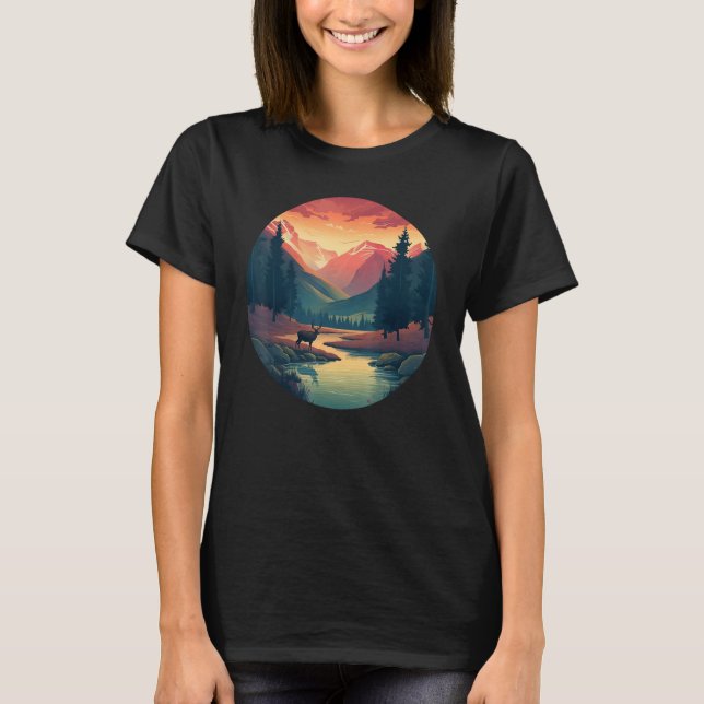 Camiseta Cool wilderness National Park with Deer for hiking (Frente)