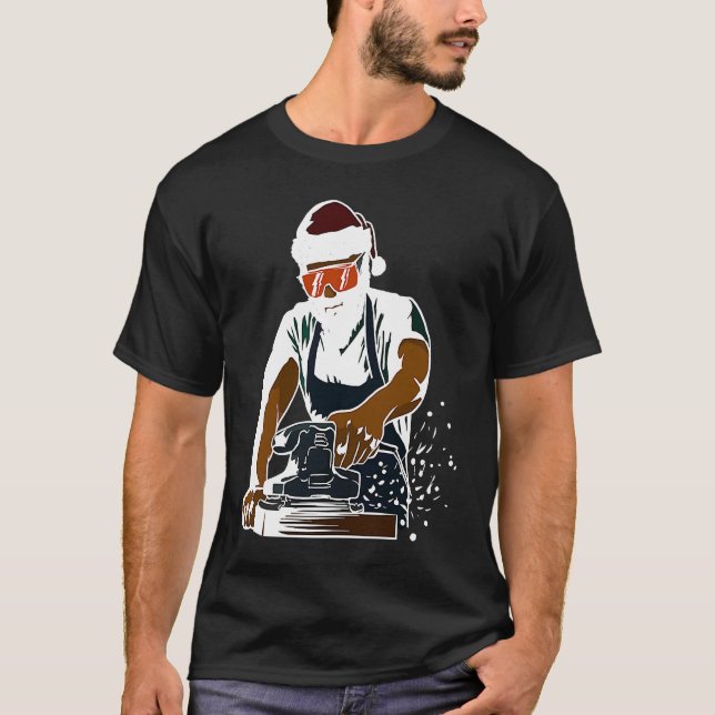 Camiseta Cool Woodworker Handyman with  Santa Hat (Frente)